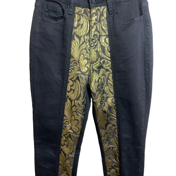 Akira Jeans - Black with Gold Embroidered Accents - High Rise - Size 1 - Picture 2 of 8